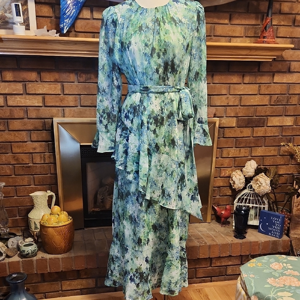 Tuckernuck Summer Dress Green Fairy Whimsy Flowy Spring Easter Size Large Church